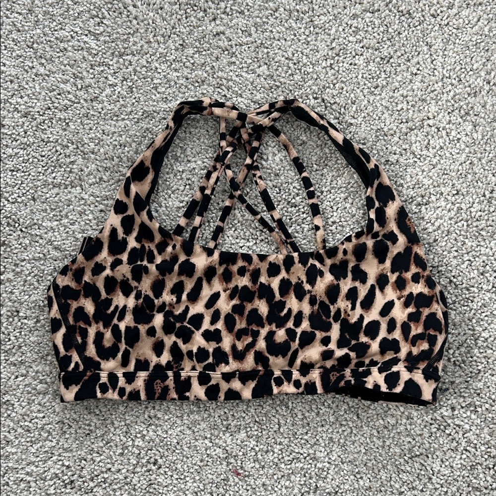 Victoria's Secret Leopard Print Strappy Sports Bra - Tan & Black